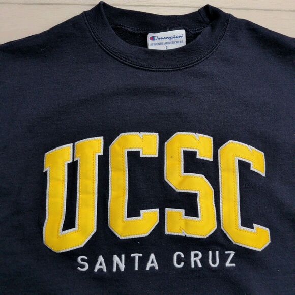 UC Santa Cruz Banana Slugs Crewneck Sweater Mens S Champion Embroidered Blue - Picture 2 of 9